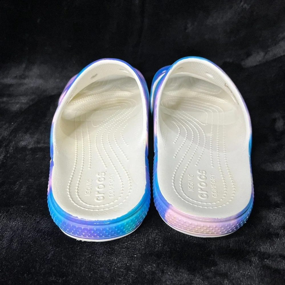 Crocs Classic Out of This World Mens 12 Slip On Sandal Blue Purple Tie Dye Slide